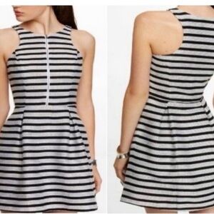 Express Striped Black and White Sleeveless Fit & Flare Zip Front Dress Size 8